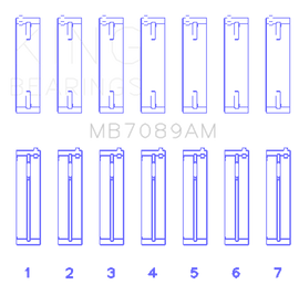 King Audi/Volkswagen ABV/AES/AUE Crankshaft Main Bearing Set (Set of 7) (Standard Size)