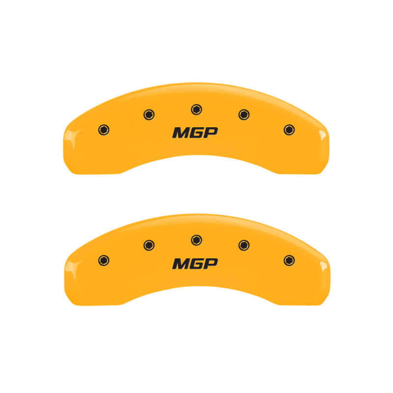 MGP 4 Caliper Covers Engraved Front & Rear MGP Yellow Finish Black Char 2009 Audi A8 Quattro