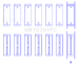 King BMW M20/M50 2.0L/2.5L/2.7L Crankshaft Main Bearings Set - 7 Pairs Coated